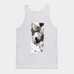 2 Fishes comes out of Green Lilies Tank Top